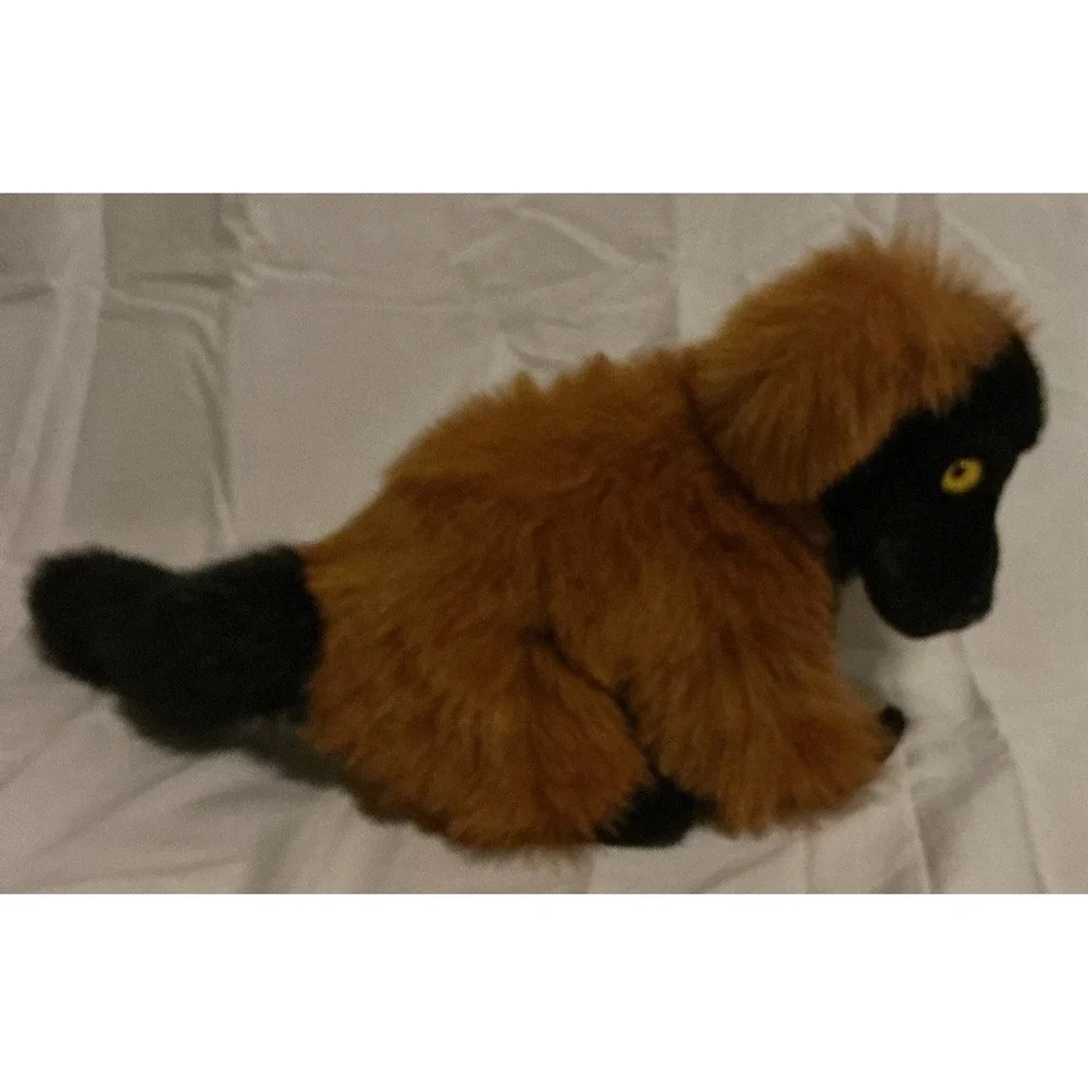 Aurora World Lemur Stuffie Plush Black & Brown Red 8